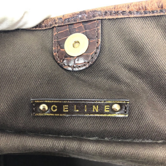 Celine Macadam Pattern Canvas Leather Tote Handbag Brown - Picture 9 of 10